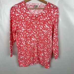 Madison 3/4 Sleeve Cardigan Sweater M orange whi